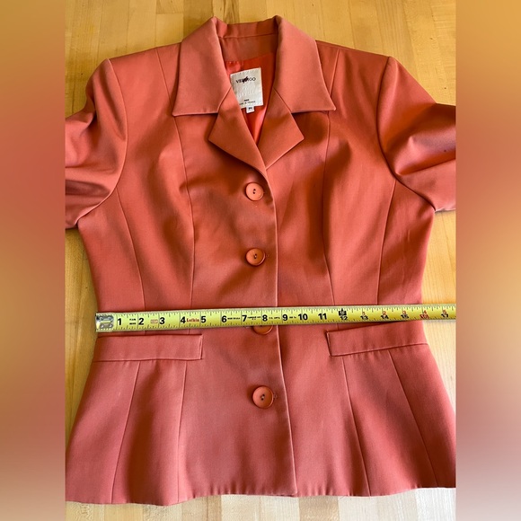 Vertigo 🇫🇷 Pour La Ville Orange Wool Blend Tailored Fitted Blazer Jacket M - Picture 7 of 14